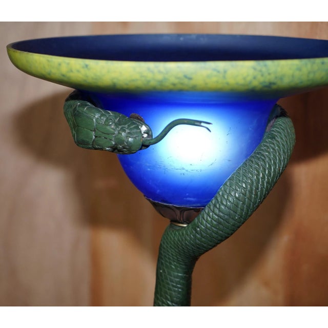 Vintage Bronzed Snake Floor Standing Lamp by Edgar Brandt For Sale - Image 4 of 16