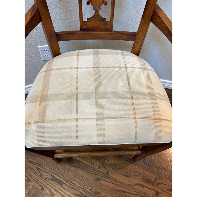 Vintage Milling Road by Baker Maple Armchair With Neutral Plaid Upholstered Seat For Sale - Image 12 of 12