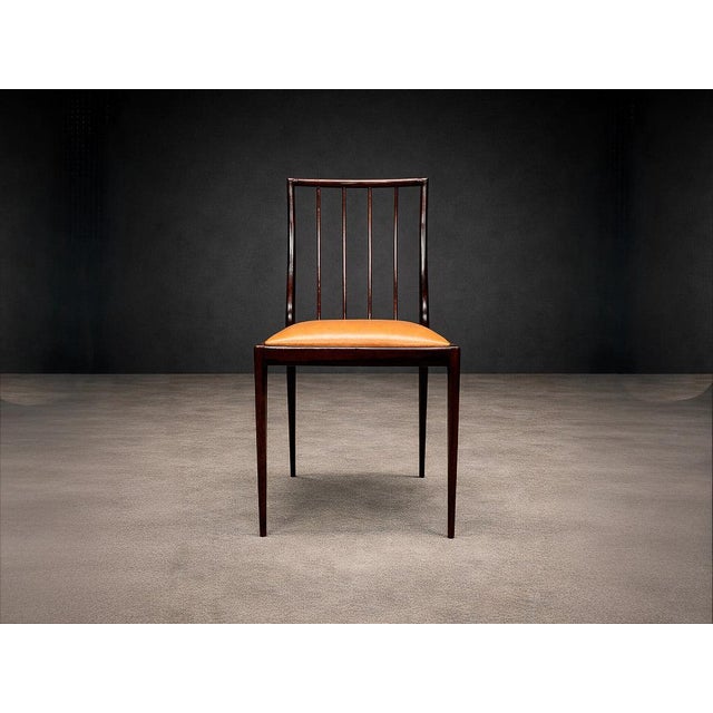 Set of Six Brazilian Modern Dining Chairs in Rosewood & Leather by Geraldo De Barros, Unilabor, 1950s For Sale - Image 12 of 14
