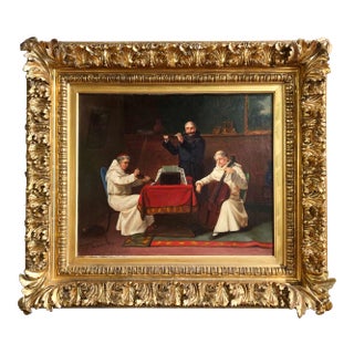 19th Century German Genre Oil Painting of Musical Monks by J. Bernstein For Sale
