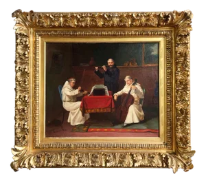 19th Century Oil on Canvas Painting "A Heavenly Recital" Signed J. Bernstein