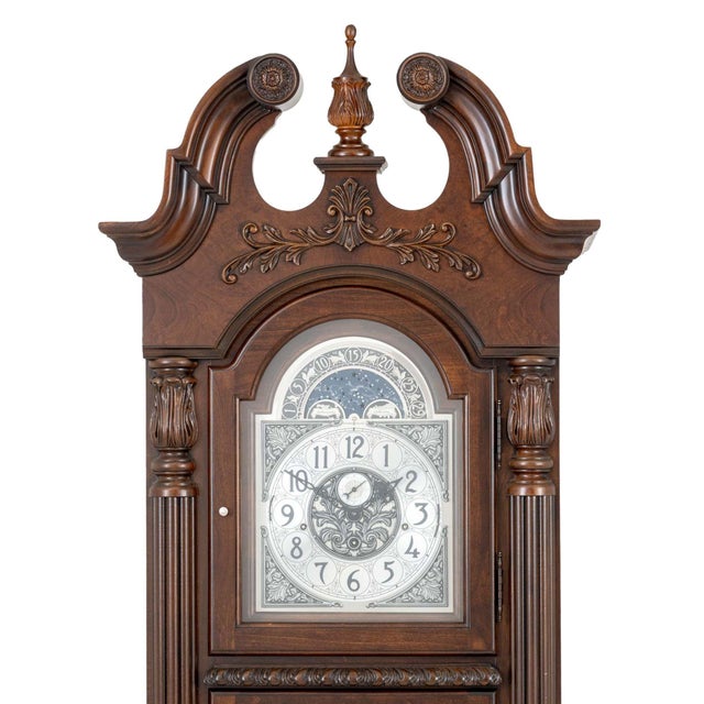 Howard Miller Carved Mahogany Case Grandfather Clock, Ambassador Collection, Model # 611-132, Serial # MF 1230290087,...
