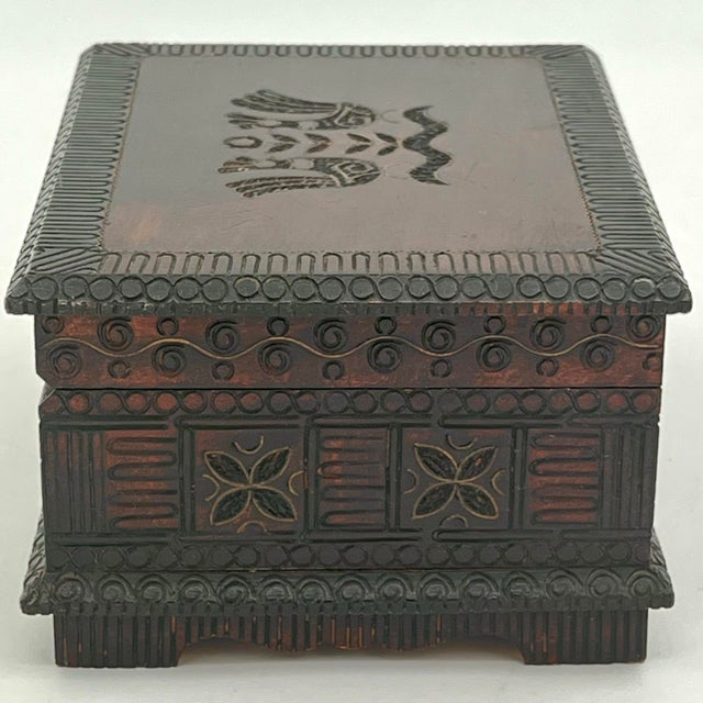 Vintage Polish Folk Art Carved Wood Box For Sale In New York - Image 6 of 12