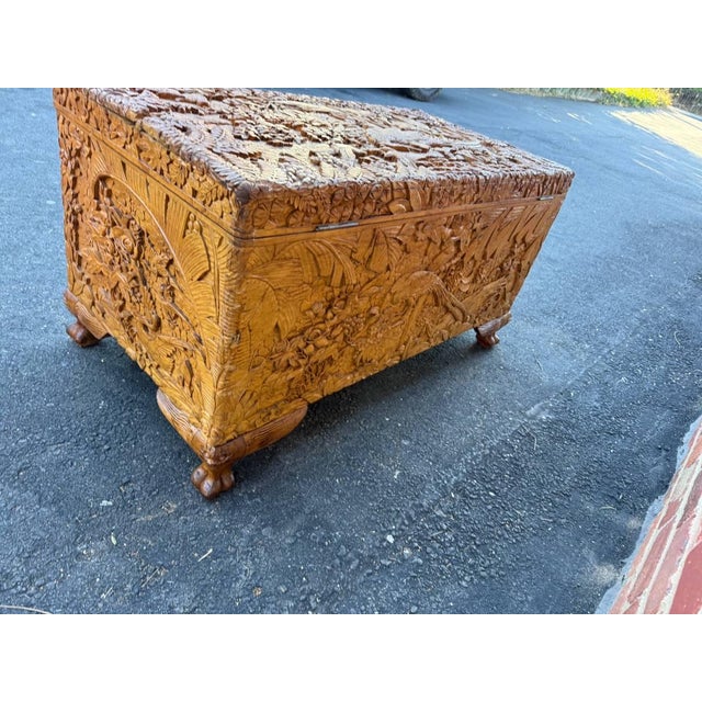 Antique Chinese Carved Camphor Wood Trunk Coffer Chest For Sale - Image 16 of 16