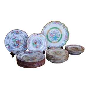 Assembled Set of Antique English Dinner China: Minton, Cauldon and Ashworth- 26 Pieces