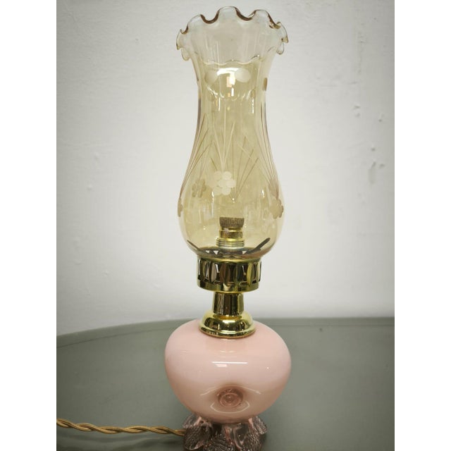 Pink Murano Lamp with Amber Glass, 1950s For Sale - Image 9 of 11