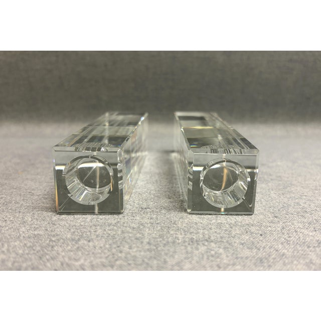 Oleg Cassini Oleg Cassini Miniamlist Crystal Candlsticks - A Pair For Sale - Image 4 of 10