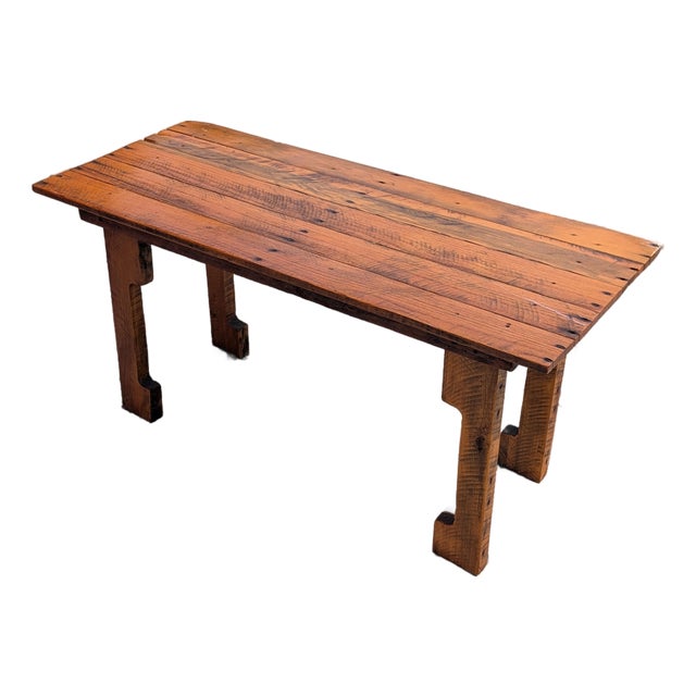 Late 20th Century Reclaimed Oak Wood Japanese Style Coffee Table For Sale