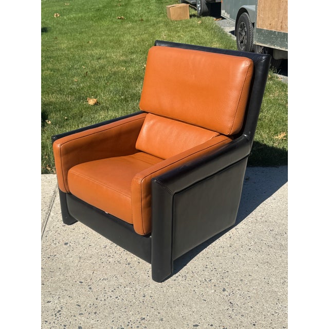 Vintage Roche Bobois Leather Chair & Ottoman For Sale - Image 10 of 11