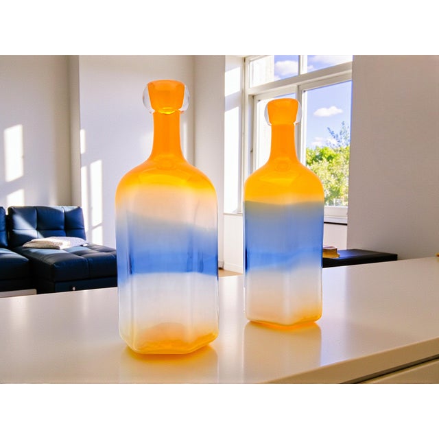 Polychrome Murano Glass Bottles from Manifattura Di Murano, 1980s, Set of 2 For Sale - Image 6 of 7