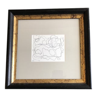 1980’s Vintage Original Wayne Cunningham Abstract Ink Drawing Framed For Sale