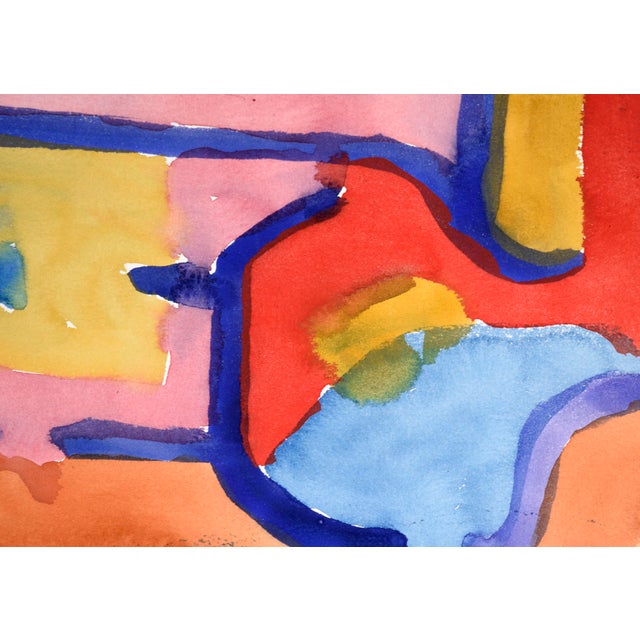 Abstract Blue, Pink & Red Abstract in Watercolor on Paper by Les Anderson For Sale - Image 3 of 6