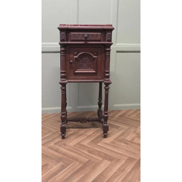 French Carved Nightstand with Marble Top For Sale - Image 3 of 8