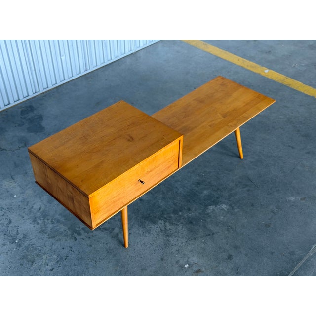 1950s 1950s Early Paul McCobb Planner Group Bench Coffee Table With Cabinet Drawer - Restored For Sale - Image 5 of 12
