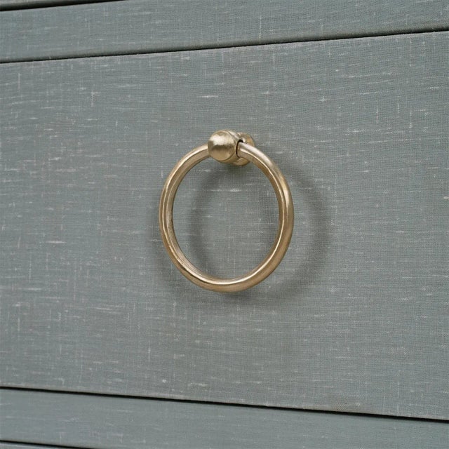 Pale Blue Linen Wrapped Modern Chest of Drawers For Sale - Image 10 of 11