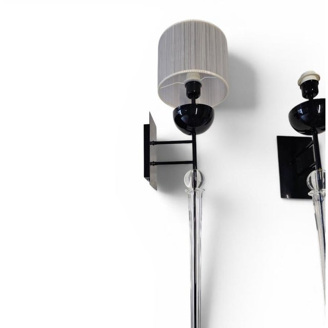 Neo-Classical Torch Glass Wall Lamps, 1980s, Set of 3 For Sale - Image 3 of 10