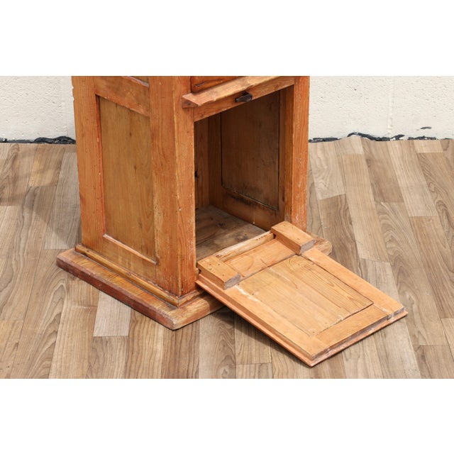 Antique Tall Standing Coffee Grinder | Cast Iron Wheel & Solid Pine Cabinet | Industrial Country Store Mill For Sale - Image 15 of 18