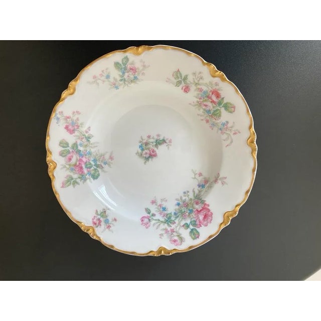Ceramic Early 20th Century French Pink Roses Floral Porcelain Appetizer Plates by Haviland- Set of 2 For Sale - Image 7 of 12