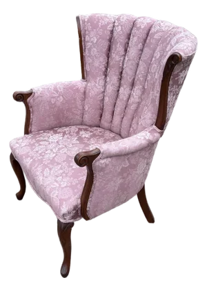 Vintage Pink Floral Channel Back Upholstered Chair