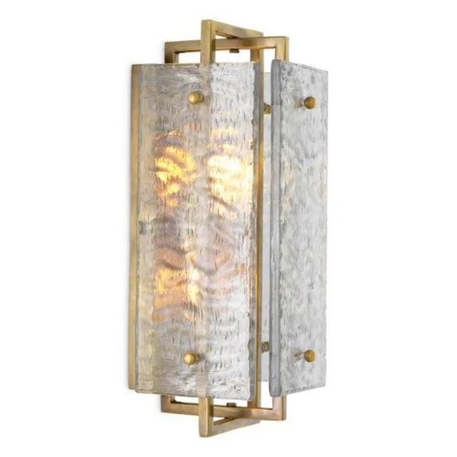 Vintage Brass and Handmade Glass Wall Lamps, Set of 2 For Sale - Image 4 of 8