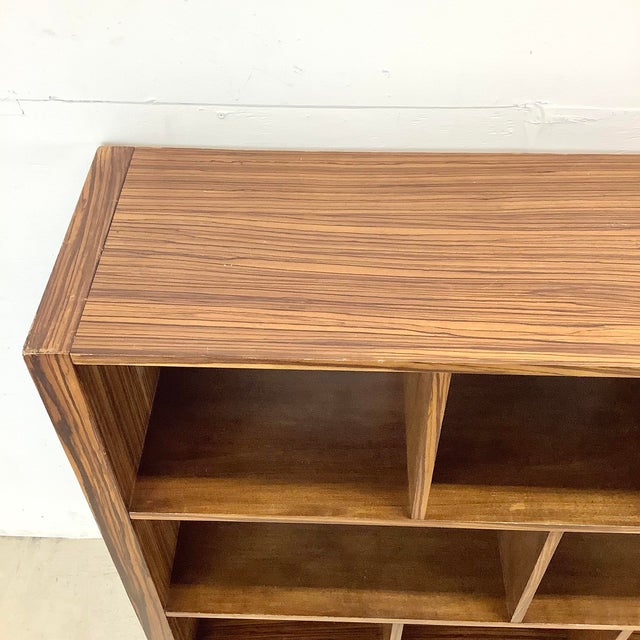 Early 21st Century Modern Zebrawood Cubby Shelf With Chrome Sled Base, Fits Vinyl Records For Sale - Image 5 of 18