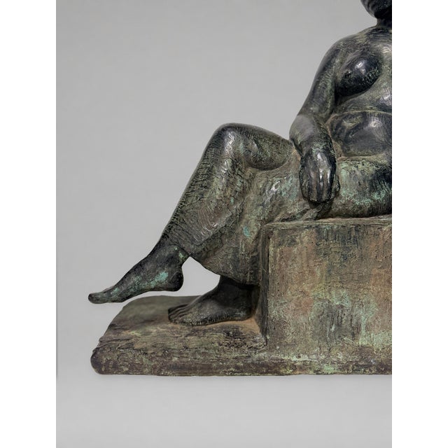 Art Deco Henry-Ernest Parayre, Seated Mother and Child, H. Rouard Foundry, Paris, 1928 For Sale - Image 3 of 15