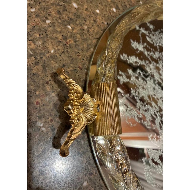 Mid 20th Century Venetian Etched Glass Mirror and Serving Tray For Sale - Image 5 of 7