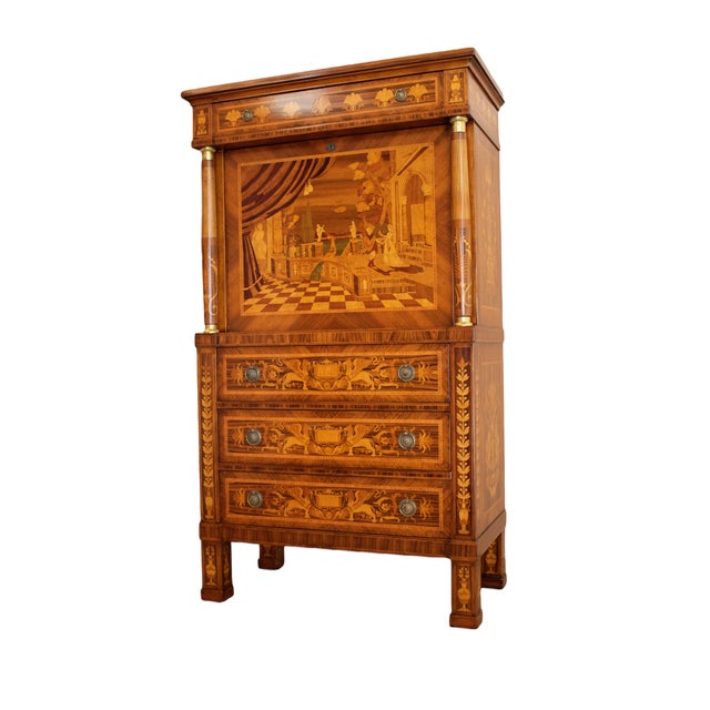 Empire Style Inlaid Secretaire, 1990s For Sale