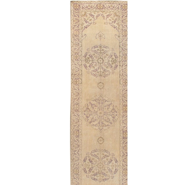 1900 - 1909 Antique Turkish Oatmeal Shabby Chic Sivas Runner Rug 2ft 10in X 10ft 5in For Sale - Image 5 of 8