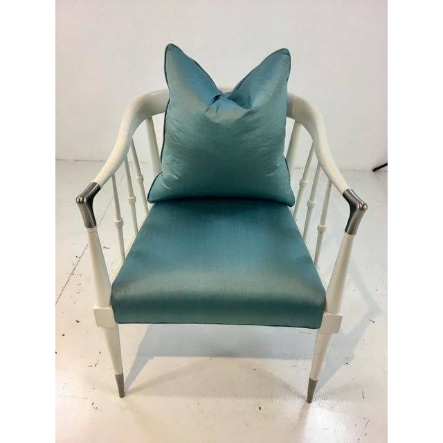 Caracole Modern Caracole Blue Silk Finesse Chair For Sale - Image 4 of 8