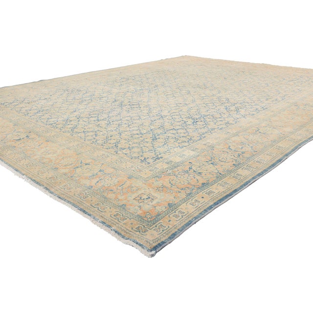 61376 Distressed Antique Persian Ardabil Rug, 10'02 x 14'02. The Whispered Garden: Antique Persian Ardabil Masterpiece of...