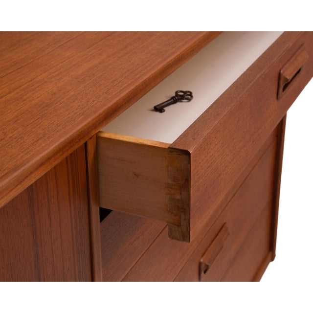 Ulferts Sweden Scandinavian Danish Teak Credenza Two Hinged Doors Dowel Legs Mid Century Key Unmarked For Sale - Image 13 of 15