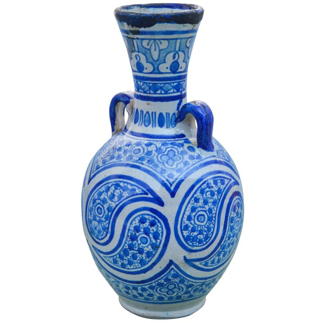 Early 20th Century Antique Moorish Ceramic Vase W/ Handles For Sale - Image 5 of 8
