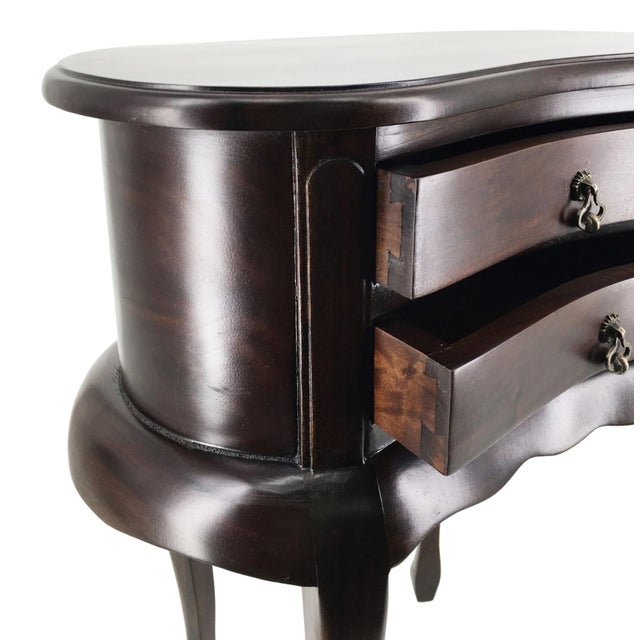 French 20th Century Pair of Mahogany Nightstands with Kidney Shape and Two Drawers For Sale - Image 3 of 18