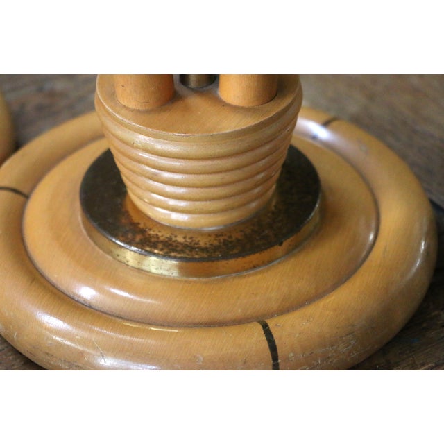 1950s Heywood-Wakefield Bamboo Style Table Lamps | Pair of Mid Century Modern Wood Lamps For Sale - Image 13 of 18