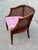 Vintage Mid-Century Modern Cane Barrel-Back Armchair | Hollywood Regency Neoclassical Revival | Tufted Pink Plaid Upholstery For Sale - Image 15 of 18