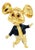 Mid 20th Century 18k Yellow Gold Enamel Coat Wearing Whimsical Mouse Brooch For Sale