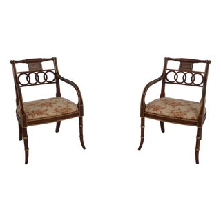 Pair Hickory Chair Regency Style Mahogany Armchairs For Sale