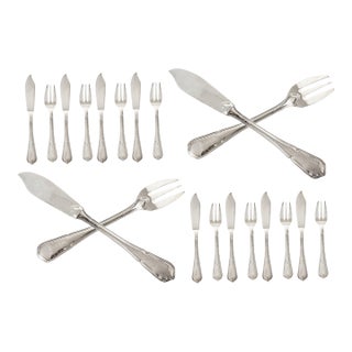 French Silverplate Fish Cutlery Set, Service for 10 For Sale