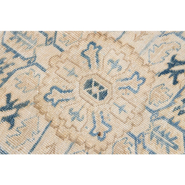 Textile Beige Antique Persian Heriz Shabby Chic Handmade Wool Rug For Sale - Image 7 of 11