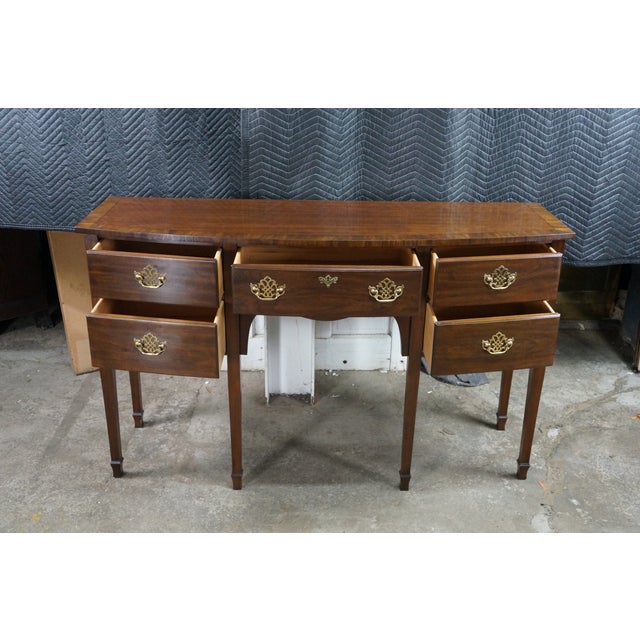 Vintage Harden Furniture Solid Cherry Federal Style Bowfront Buffet Sideboard For Sale - Image 9 of 18
