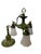 Bottle Green Antique Art Deco Brass Pan 3 Light Chandelier Ceiling Light 1920s Green & Gold For Sale - Image 8 of 12