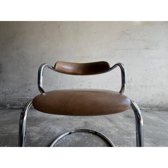 Vintage Italian Chrome and Skai Armchair, 1970s For Sale - Image 11 of 18