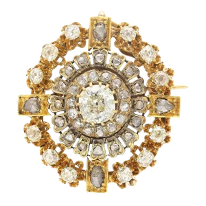 Antique Victorian Late 1800's 6.72 Carat Total Mixed Old Euro Cut Diamond Brooch