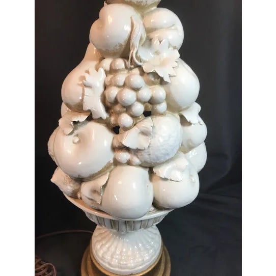 1950s Italian Blanc De Chine Fruit Lamps Pair, 1960s For Sale - Image 5 of 9
