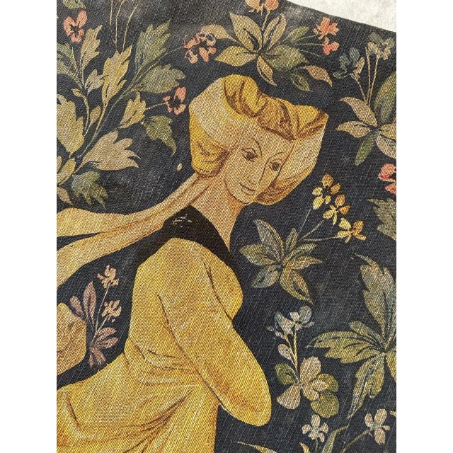 Black Vintage Aubusson French Jaquar Tapestry, 1950s For Sale - Image 8 of 13