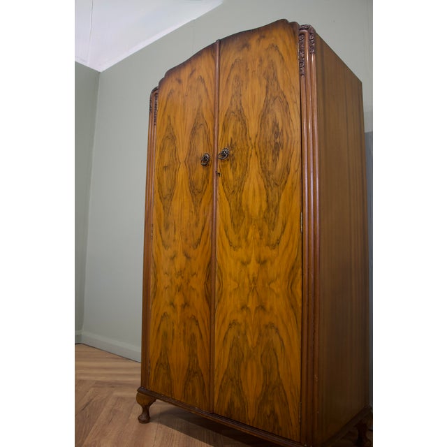 Vintage Art Deco Burr Walnut Compact Wardrobe, 1930s For Sale - Image 6 of 11