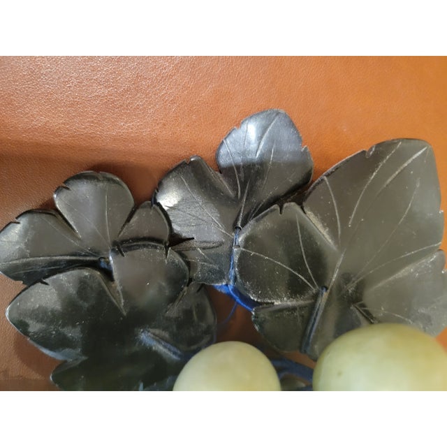 Mid-Century Modern Vintage MCM Stone Green Grape Cluster & Leaves For Sale - Image 3 of 4
