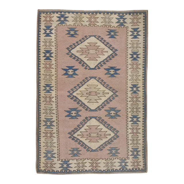 Vintage Turkish Rug 4'3" x 5'9" For Sale