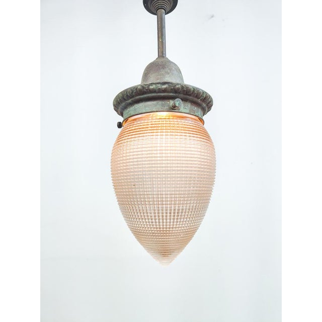 Antique English Holophane Acorn Pendant Light, 1890s For Sale - Image 6 of 7
